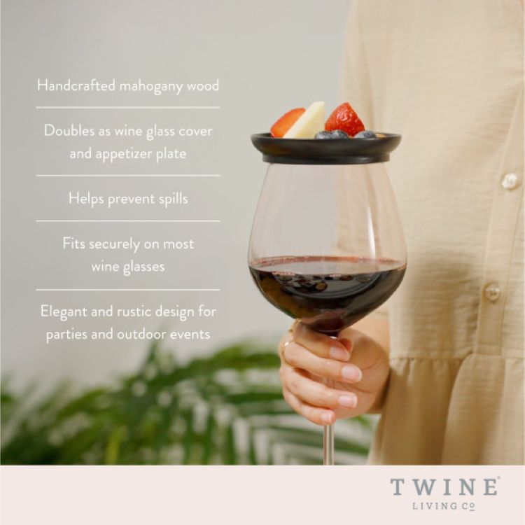 Twine Living® Wine Glass Topper Appetizer Plate, set of 4 6