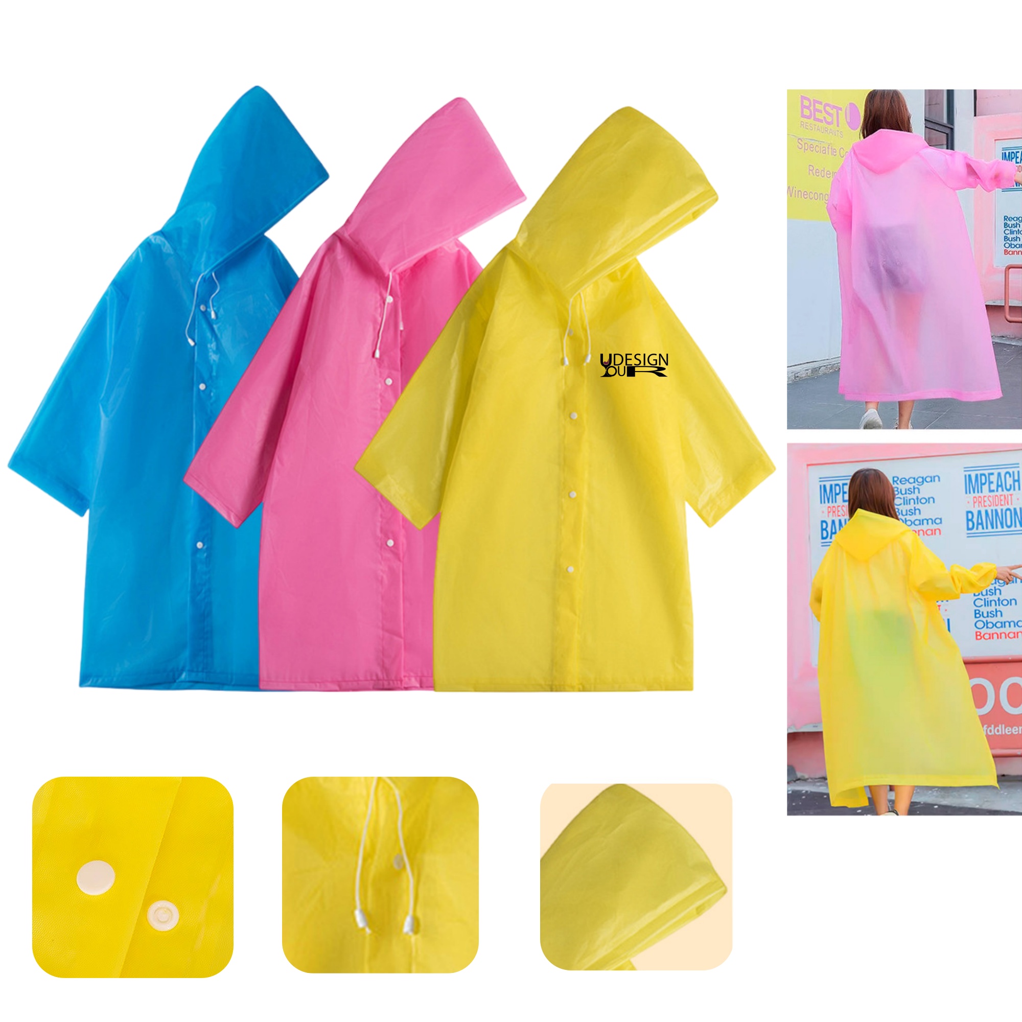 Portable EVA Rain Poncho with Hood For Kids 2