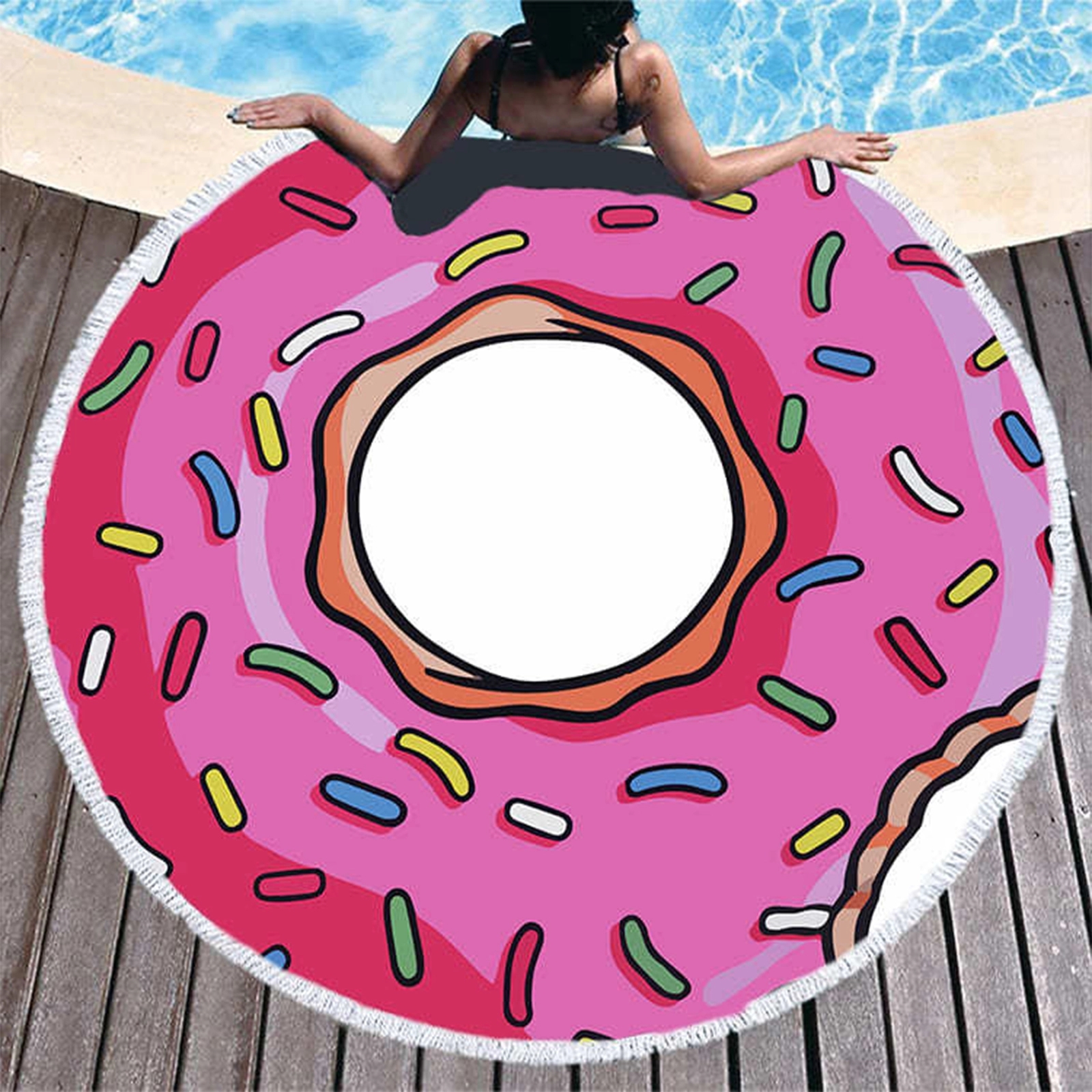 59 Inch Microfiber Fabric Round Beach Towel 8