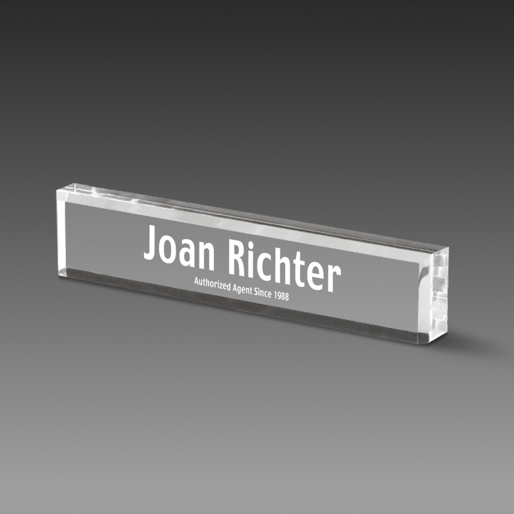 Clear Acrylic Nameplate (10"x2"x1") 1