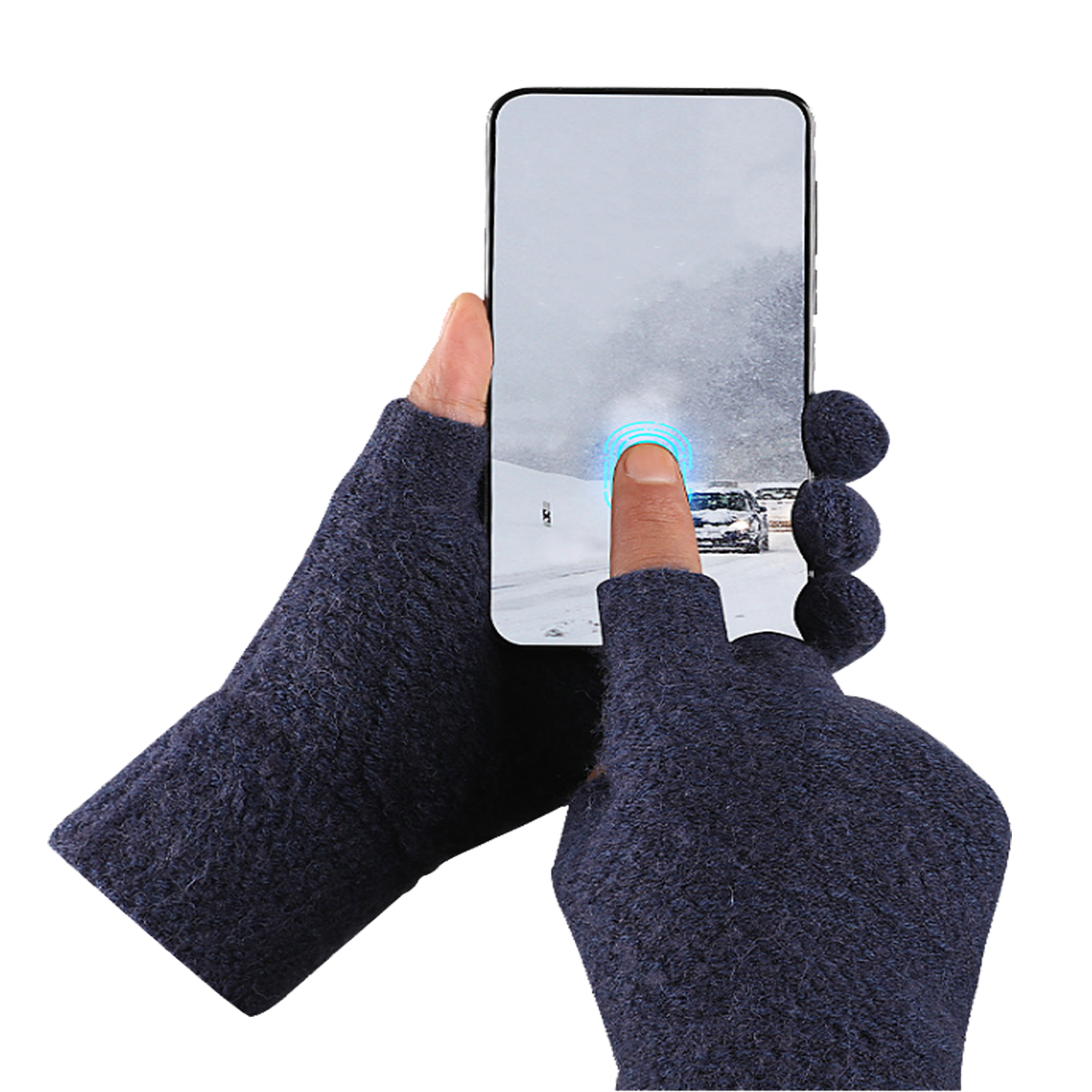 Men's miss two fingers knitted gloves 5