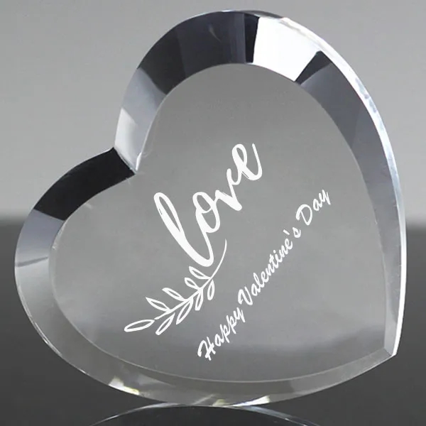 Beveled Heart Shape Crystal Paperweight 5