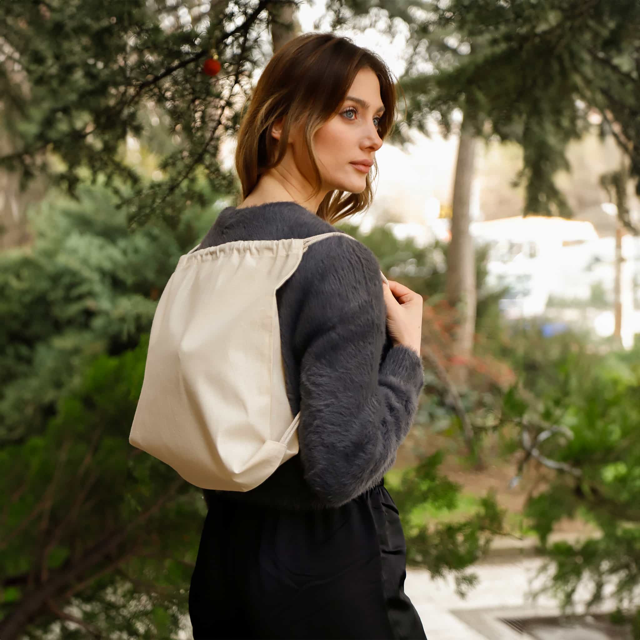 Small Canvas Drawstring Backpack 7