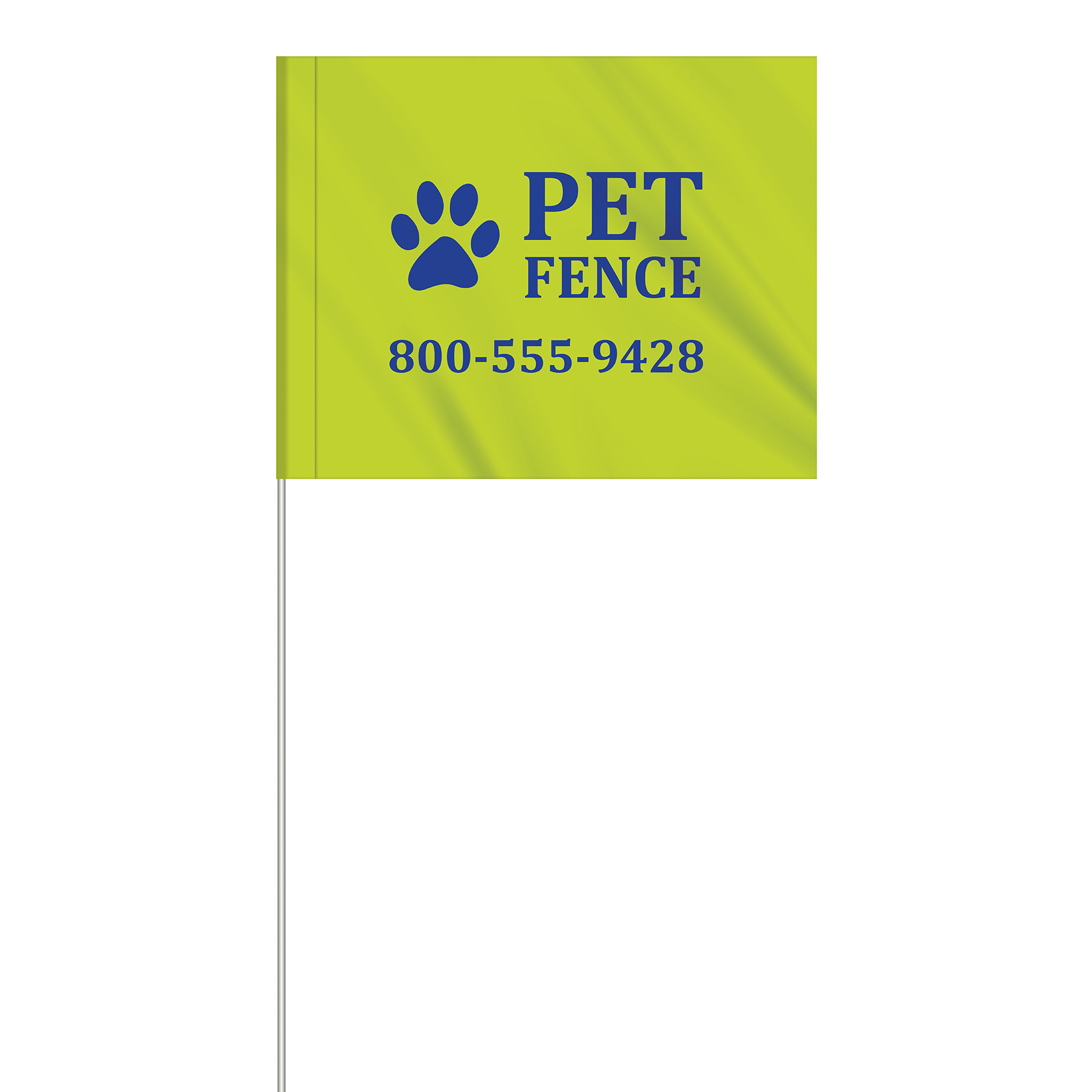1-Color 4" x 5" Custom Vinyl Marking Flag w/ 18" Fiberglass Staff 30