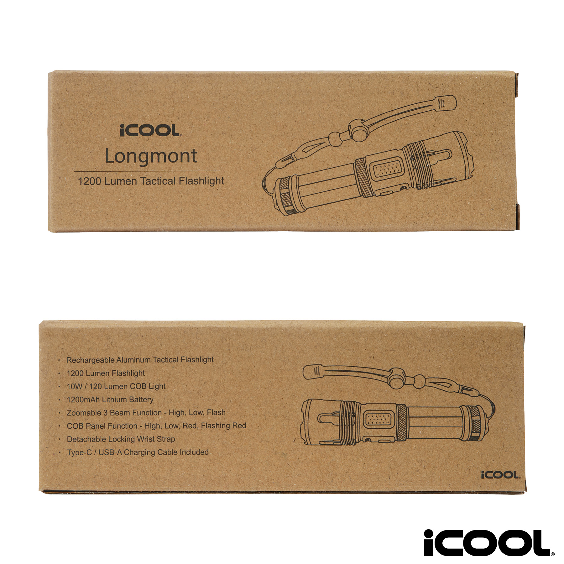 iCOOL Longmont Rechargeable 1000-Lumen Aluminum Tactical Flashlight 11