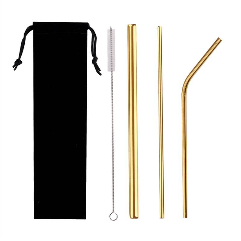 Stainless Steel Straw Set With Linen Pouch 2