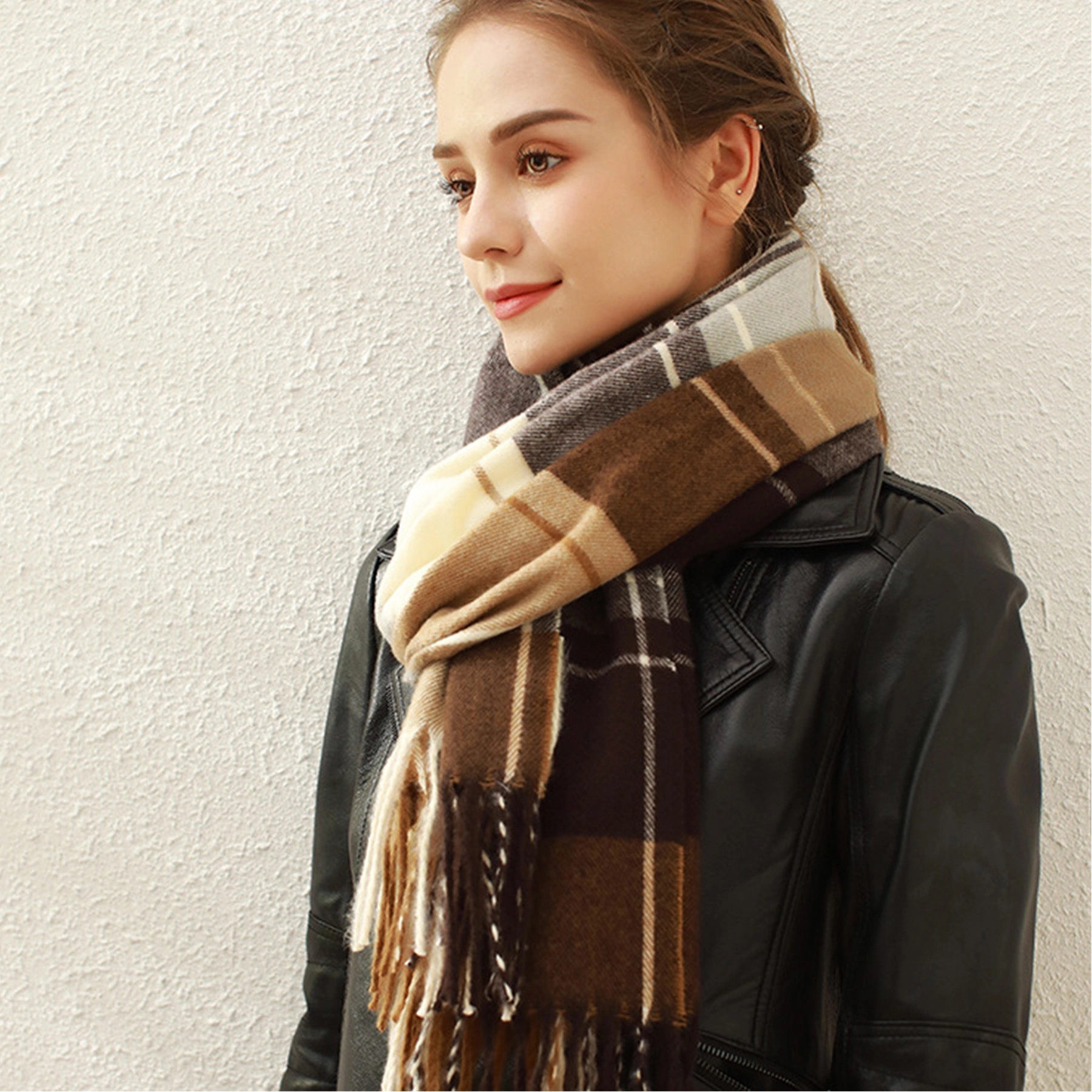 Fringed Plaid Scarf 5