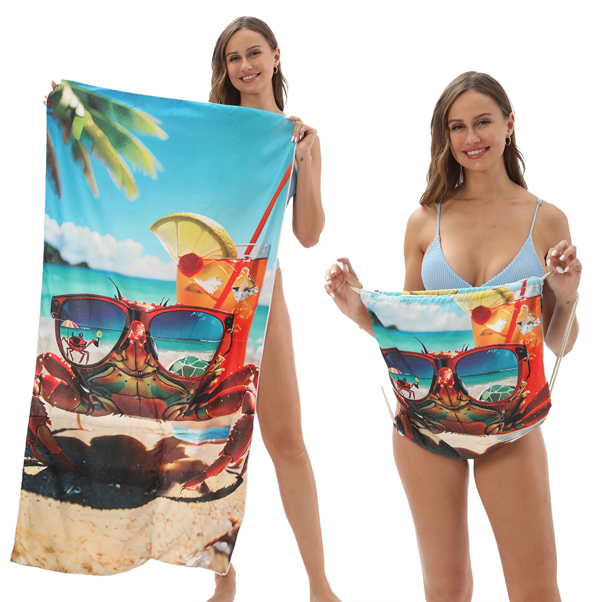 Versatile 2-In-1 Foldable Beach Towel With Storage Bag 14