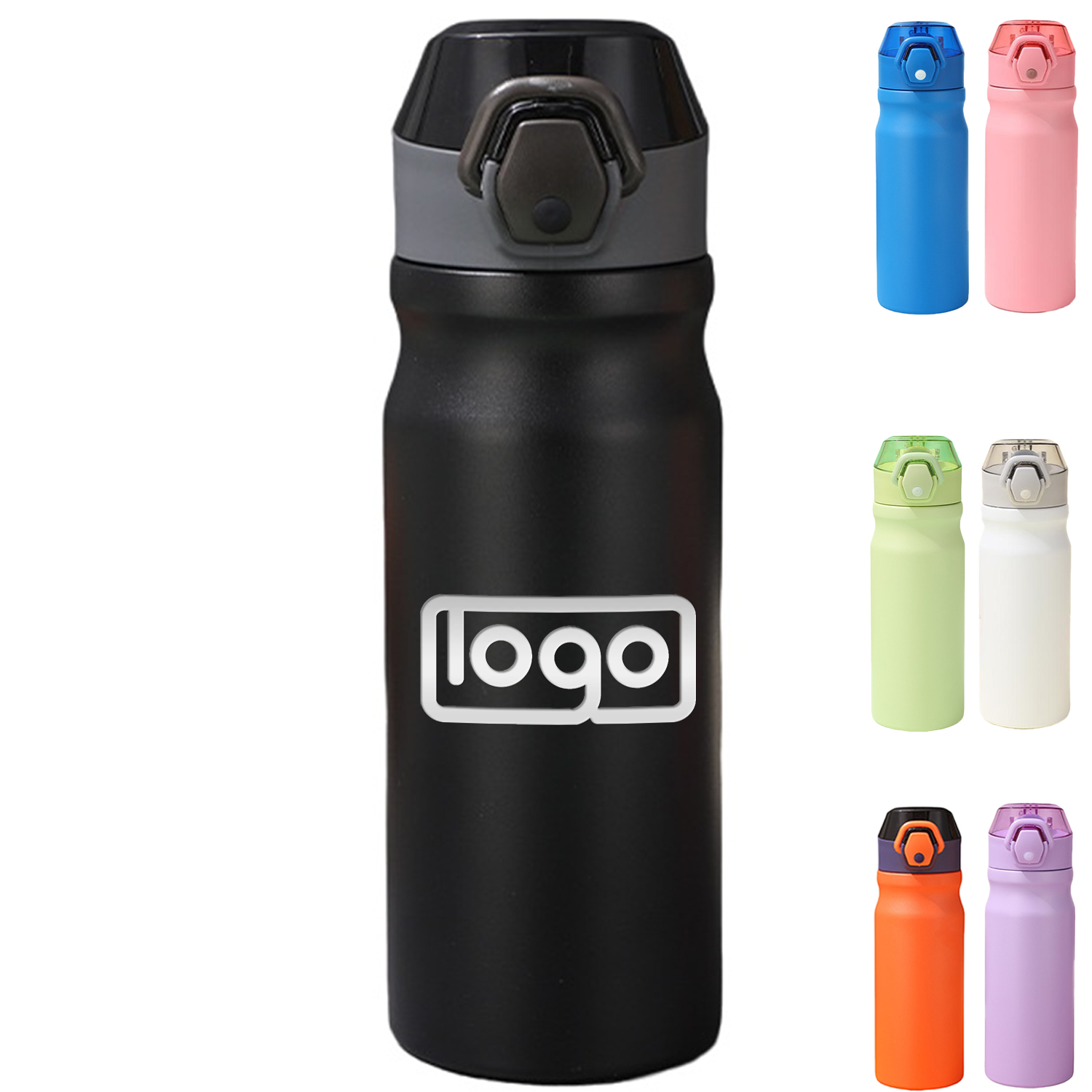18oz Lockable Lid Stainless Steel Water Bottle w/ Straw 4