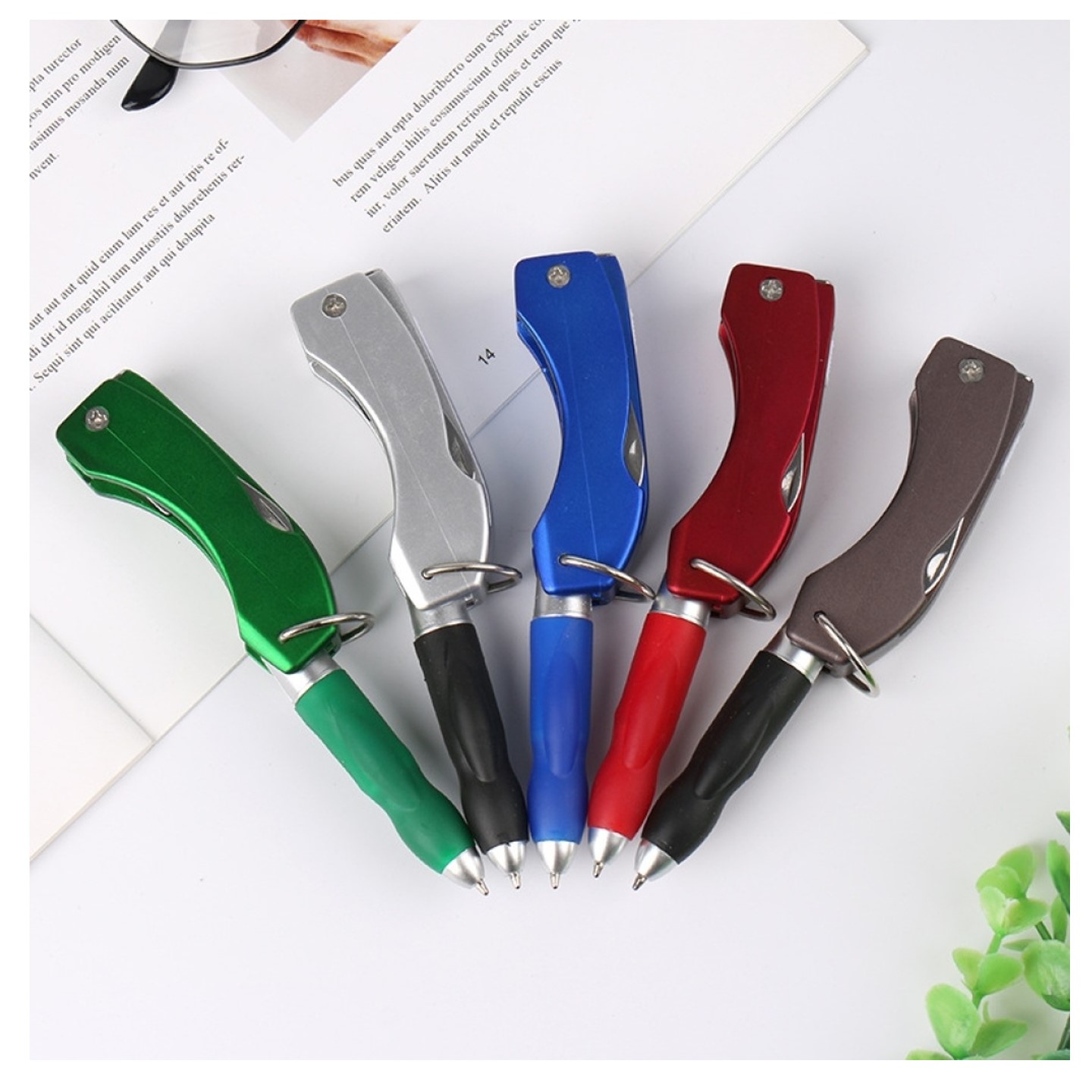 Multi Functional LED Foldable Ball Pen with keychain 6