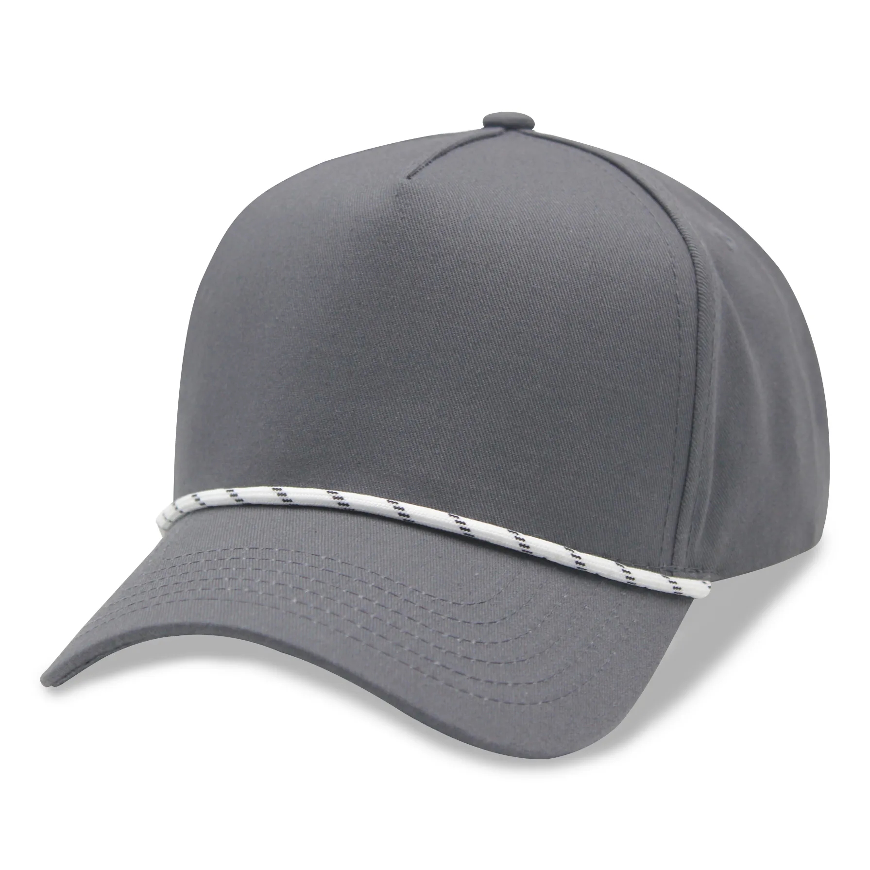 A Frame 5 Panel High Profile Curved Visor Golf Cap w/Rope