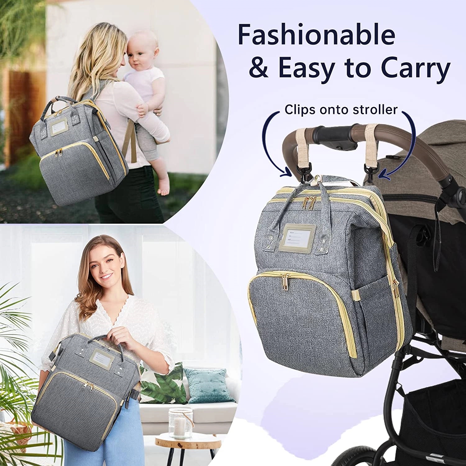 Oxford Foldable Baby Crib Diaper Backpack 3
