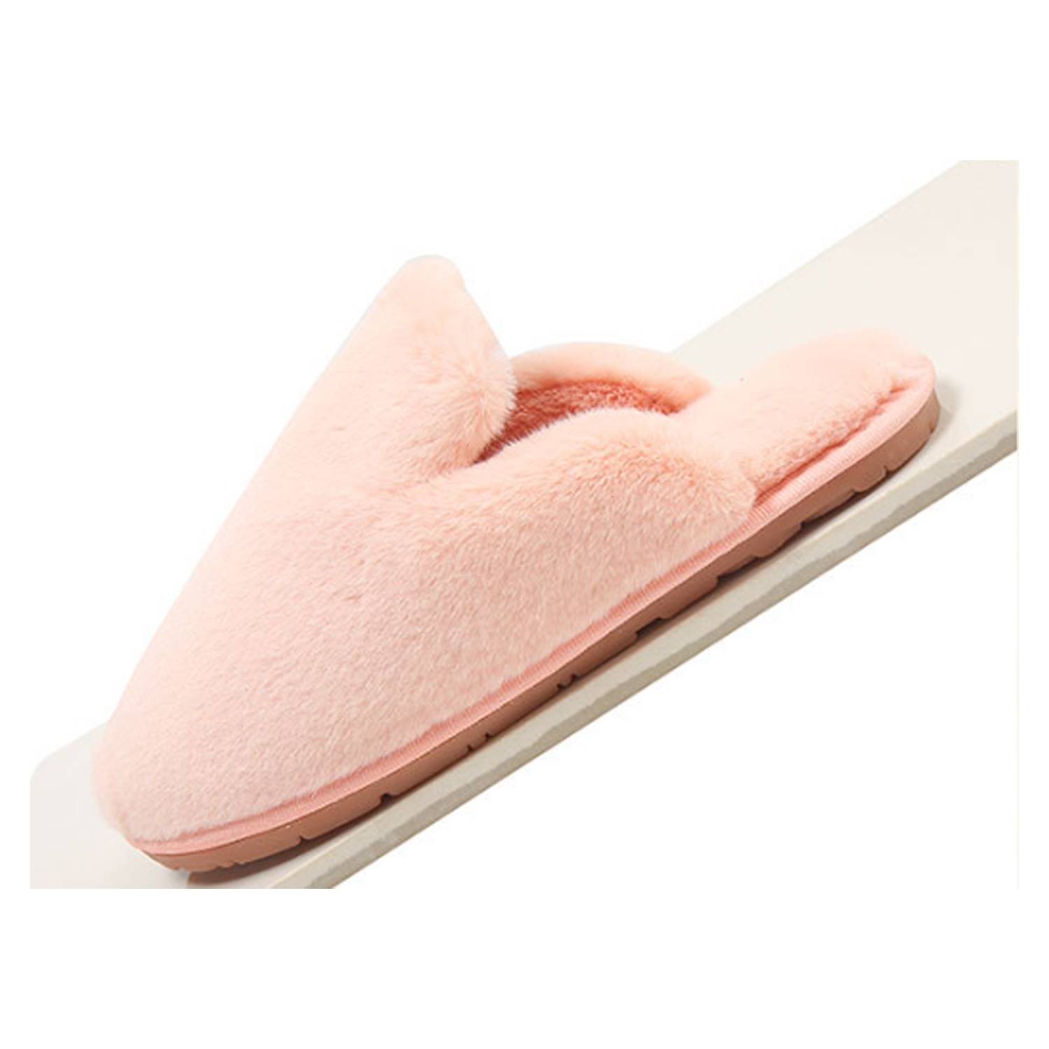 Winter Pure Color Fuzzy Slipper Plush Household Shoes 6