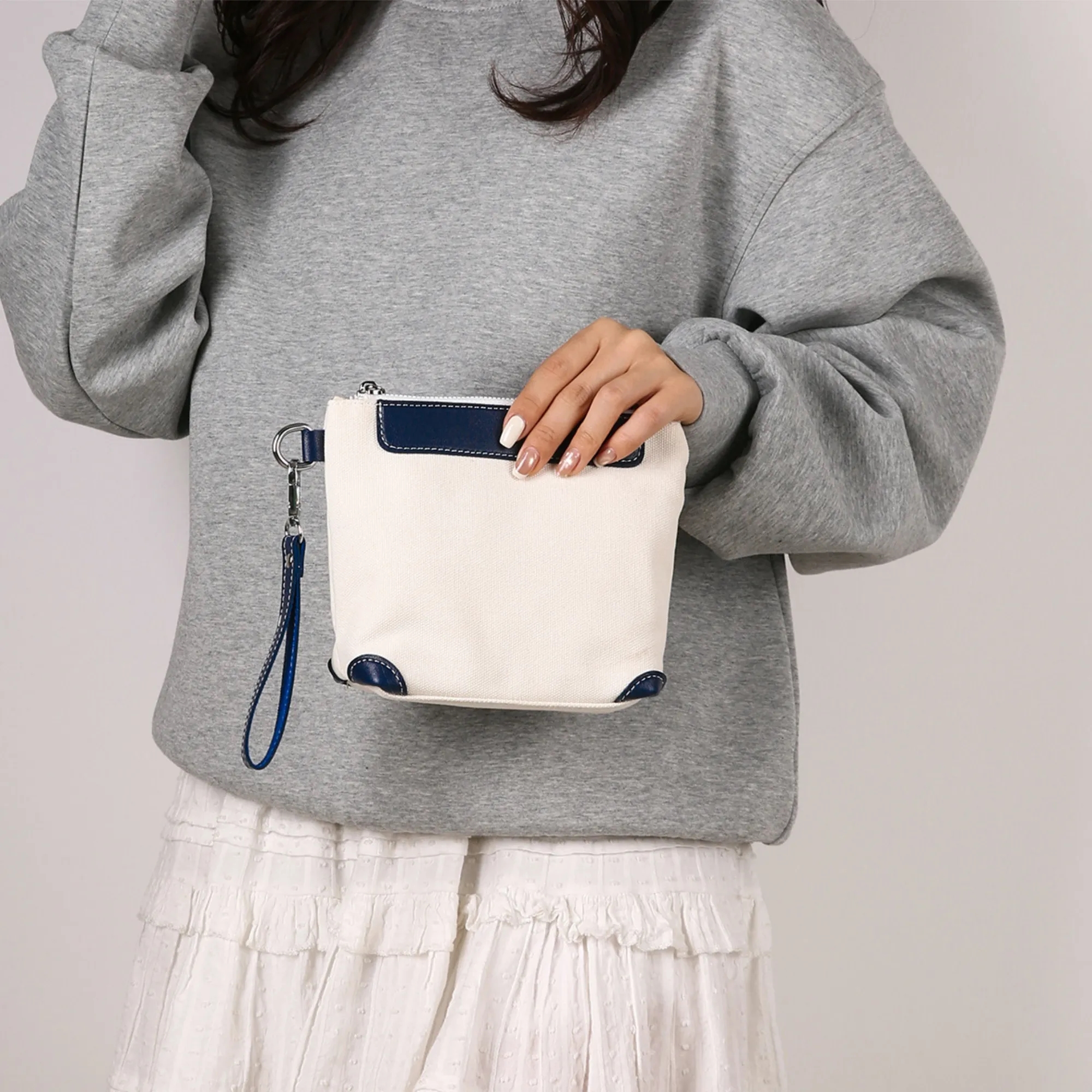 Small Canvas Handbag Coin Wallet Pouch With Wrist Strap 6