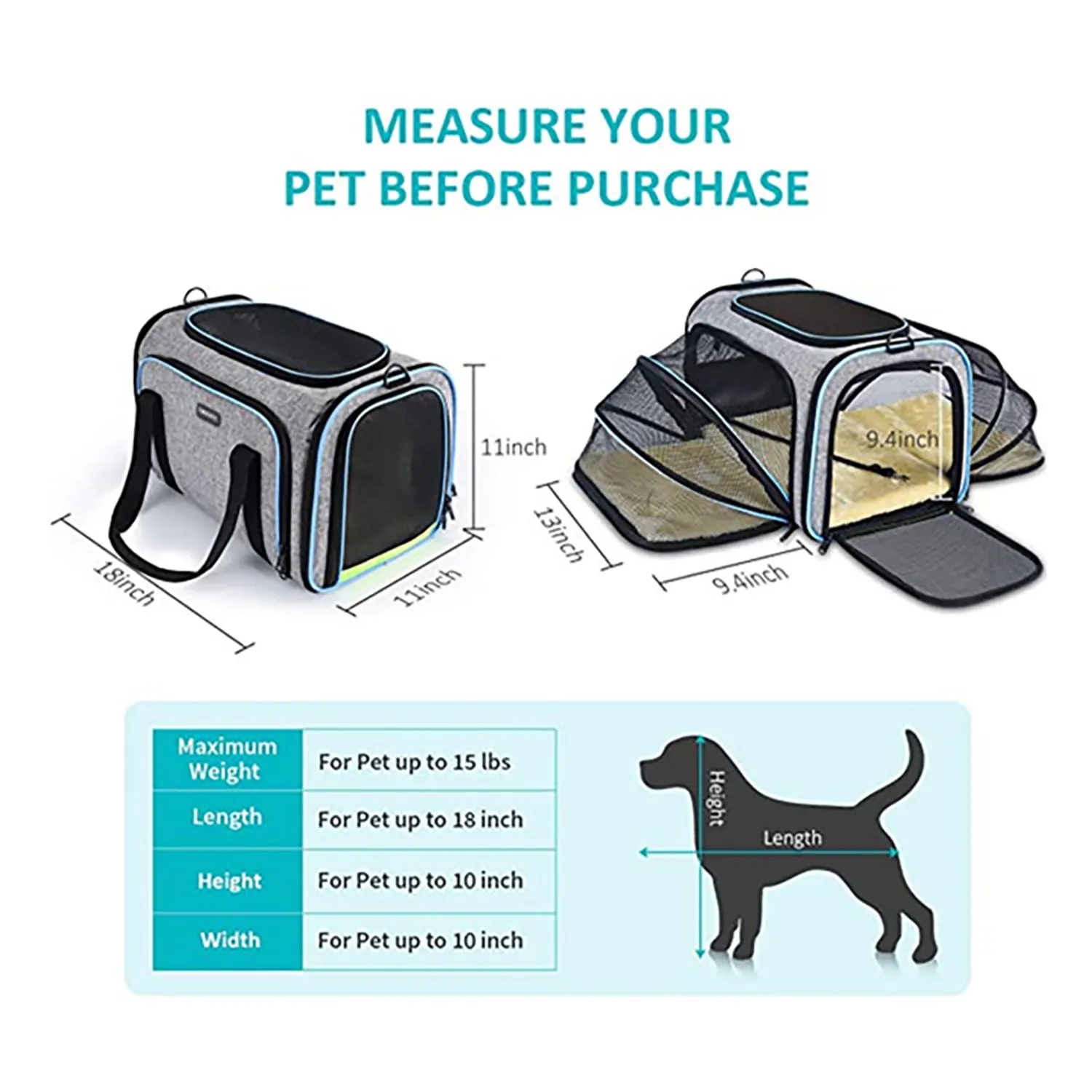Expandable Pet Carrier Travel Bag 3