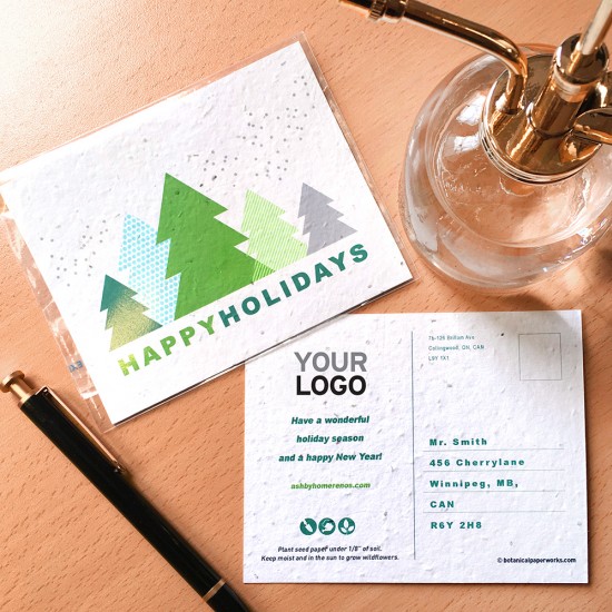 Modern Trees Plantable Holiday Postcards 2
