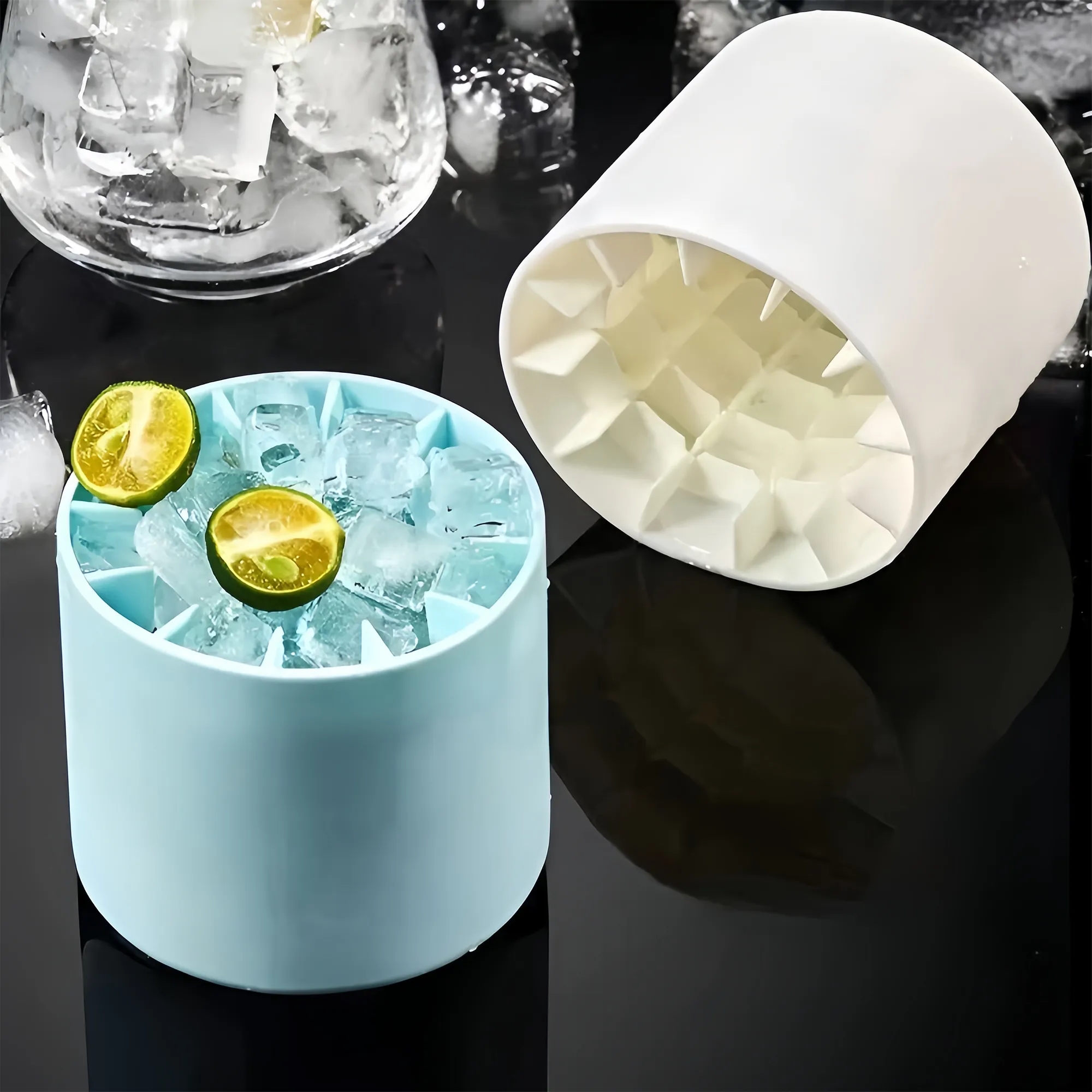 3D Cylindrical 40-cell Silicone Ice Cube Cup 2