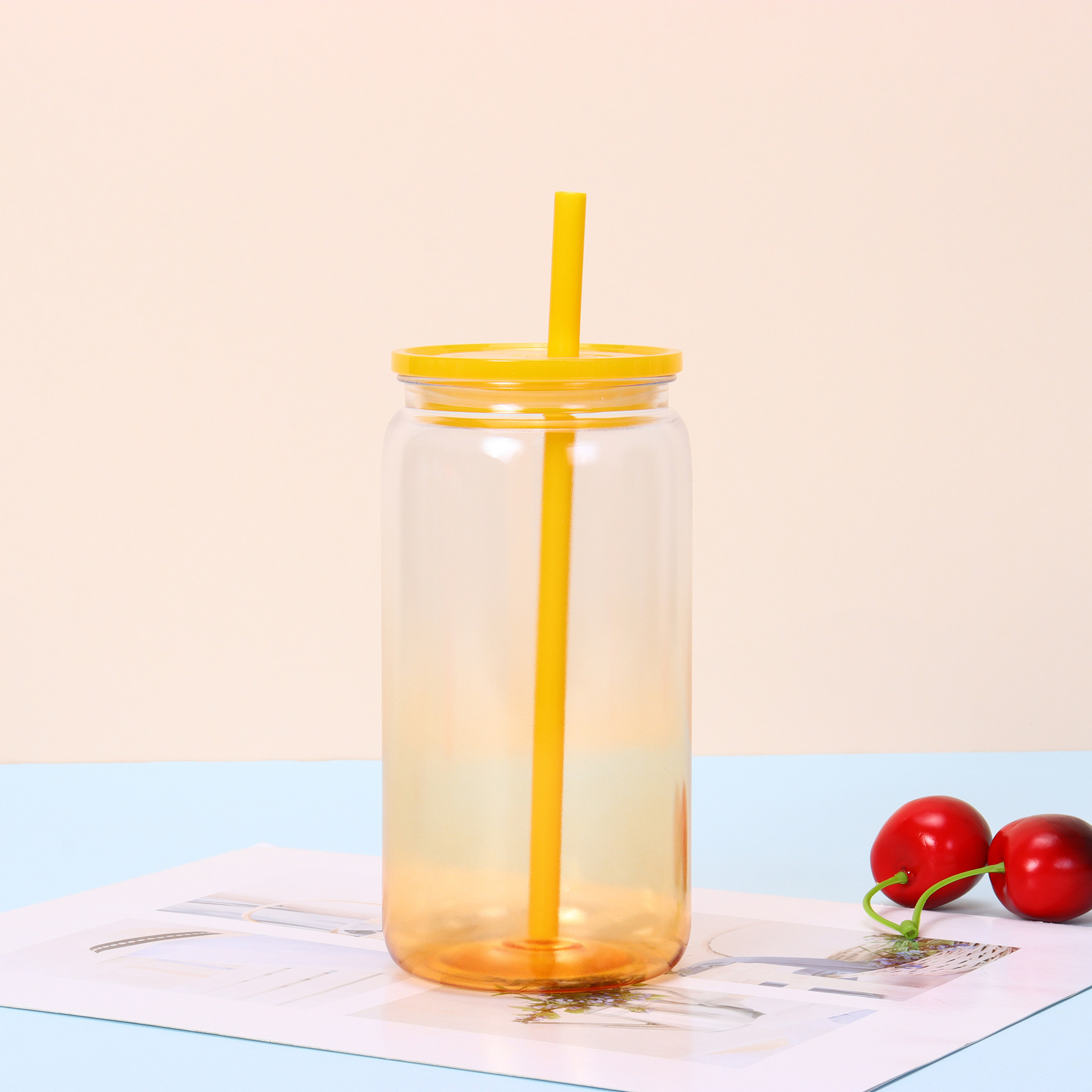16 oz Plastic Tumbler with Straw and Lid 5