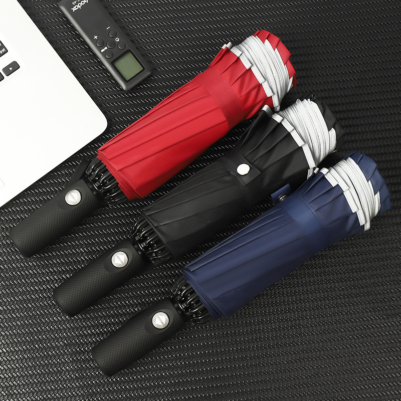Windproof Reverse Automatic Umbrella with Reflective Strip 9
