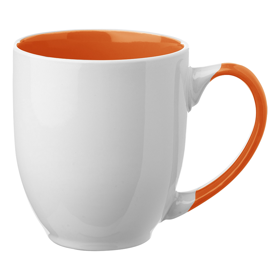 Two-Tone Bistro Style Ceramic Mug with Contrasting Handle, 14