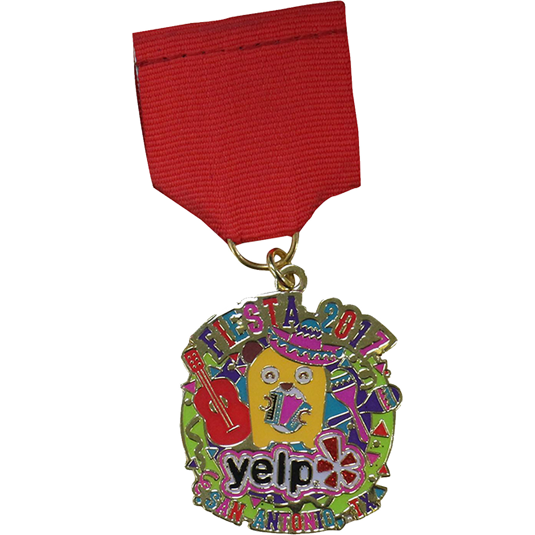 Fiesta Medals: 2 1/4" W x 2 1/4" H x 1/16" D 1