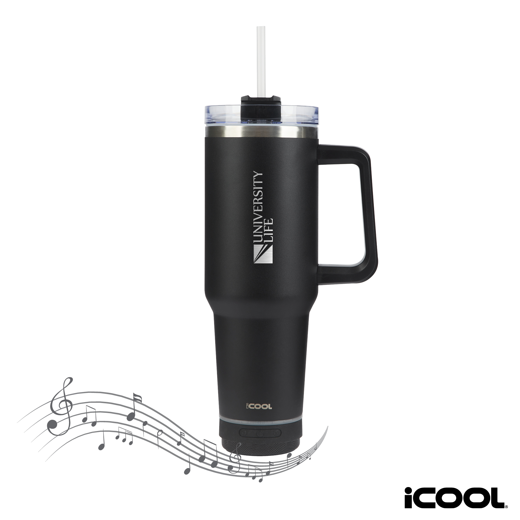 iCOOL® Borrego 40 oz. Double Wall, Stainless Steel Travel Mug with Speaker 19
