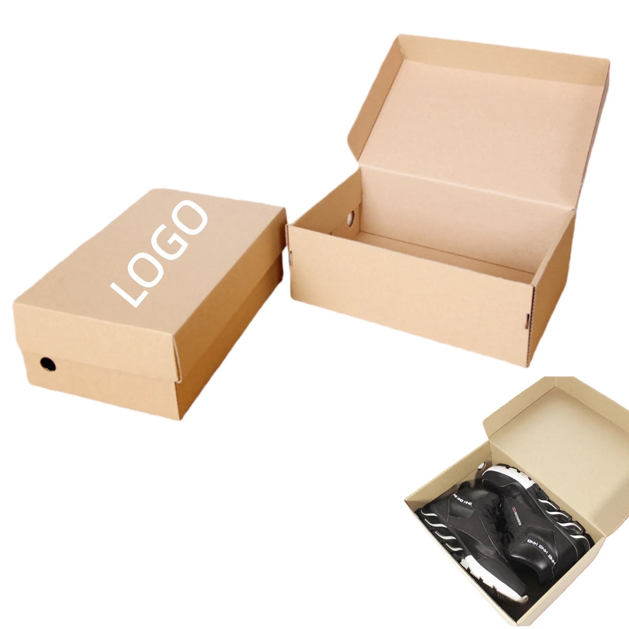 Folding Kraft Paper Shoe Storage Box with Flip Lid