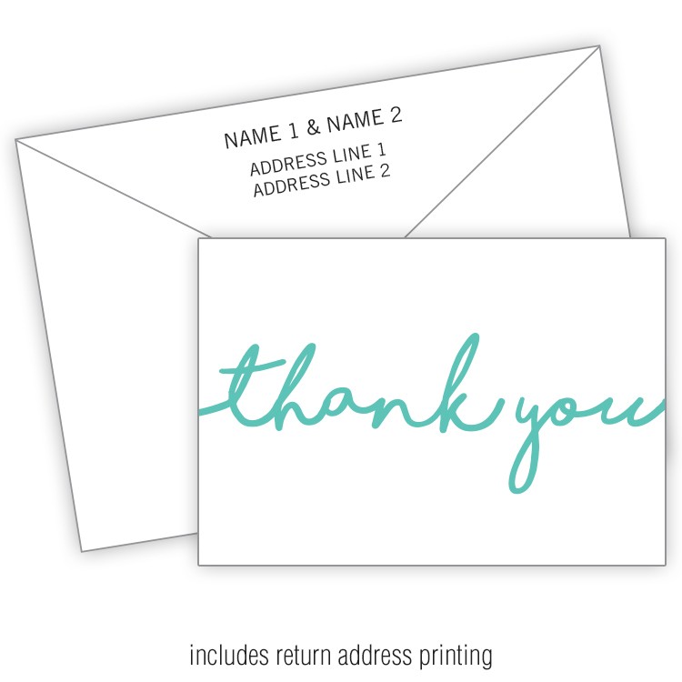 Wedding Thank You Card Flat with Printed Envelopes - 3.5x5 4