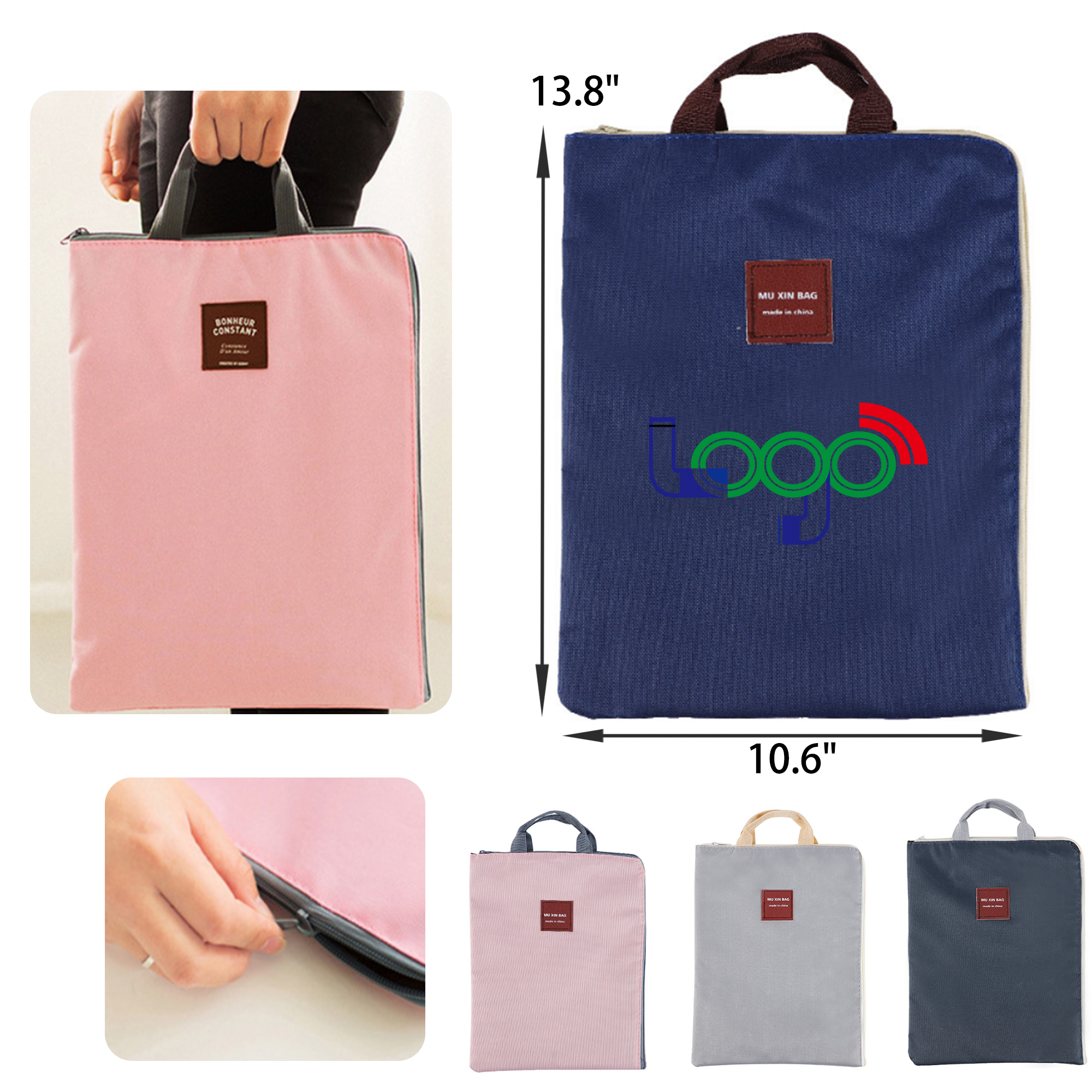 MOQ 50 PCS Durable Canvas Zipper Document Bag 2