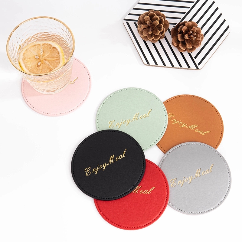 Vintage Round Leather Coaster 6