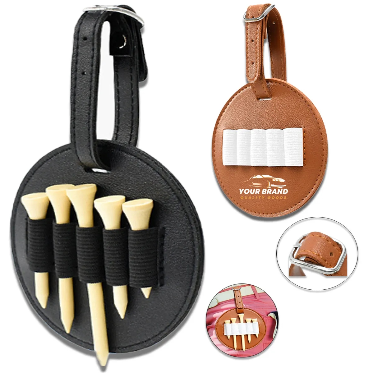 4pcs Portable Leather Waterproof Golf Tee Pouch Bag 2