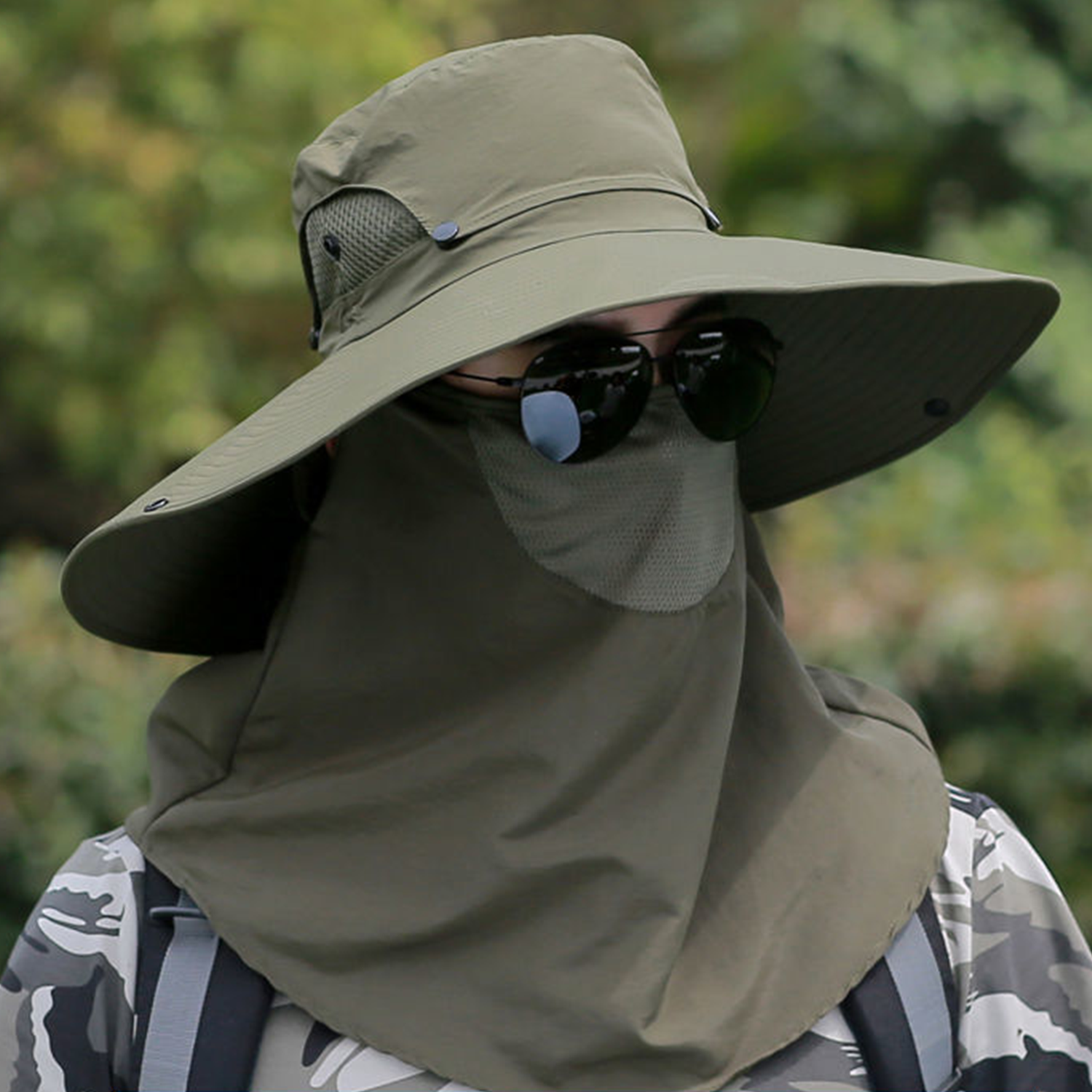 Outdoor Face Mask Wide Brim Bucket Hat 4