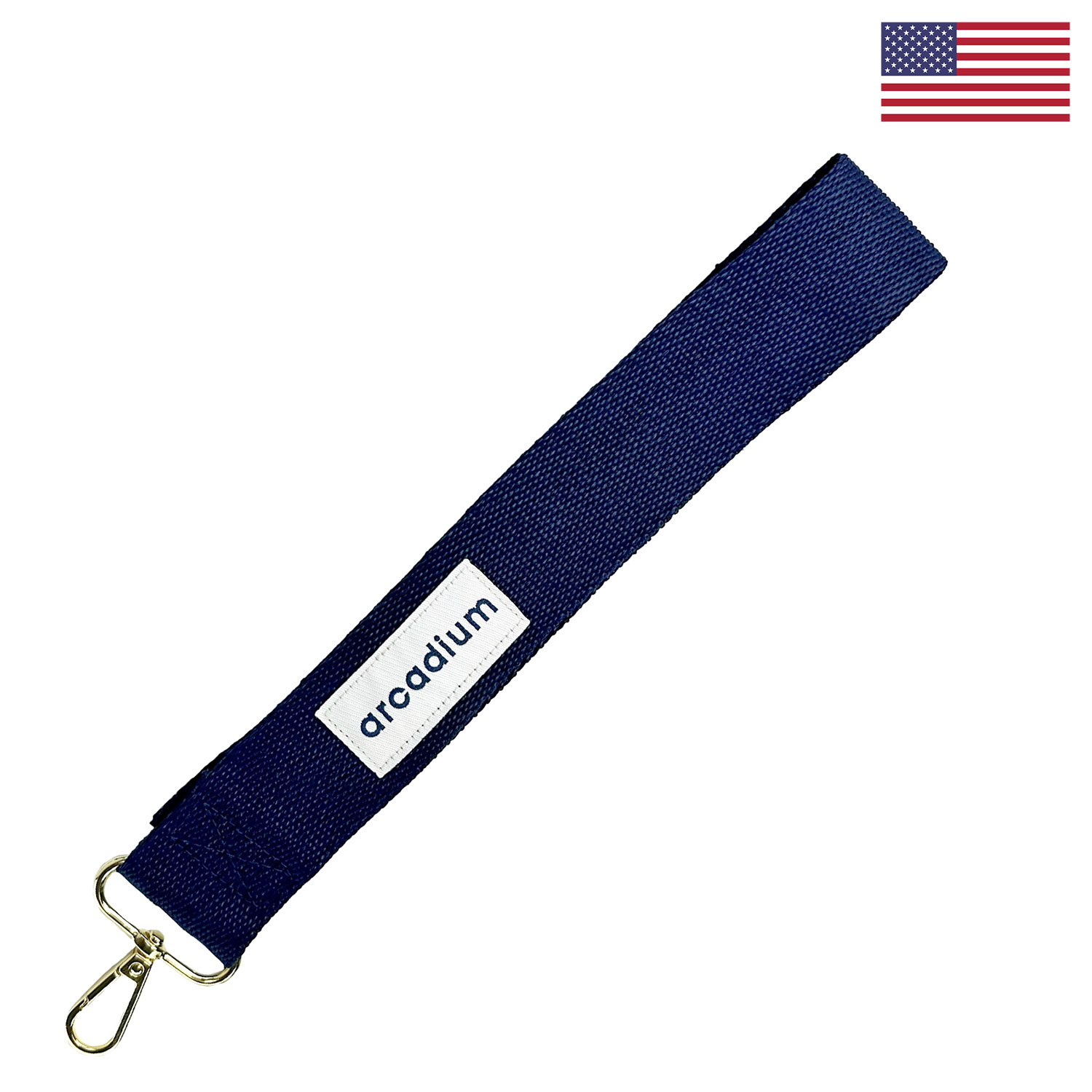 1 ½” x 10” Woven Key Strap w/ Sewn Woven Label & Gold-colored Snap Hook