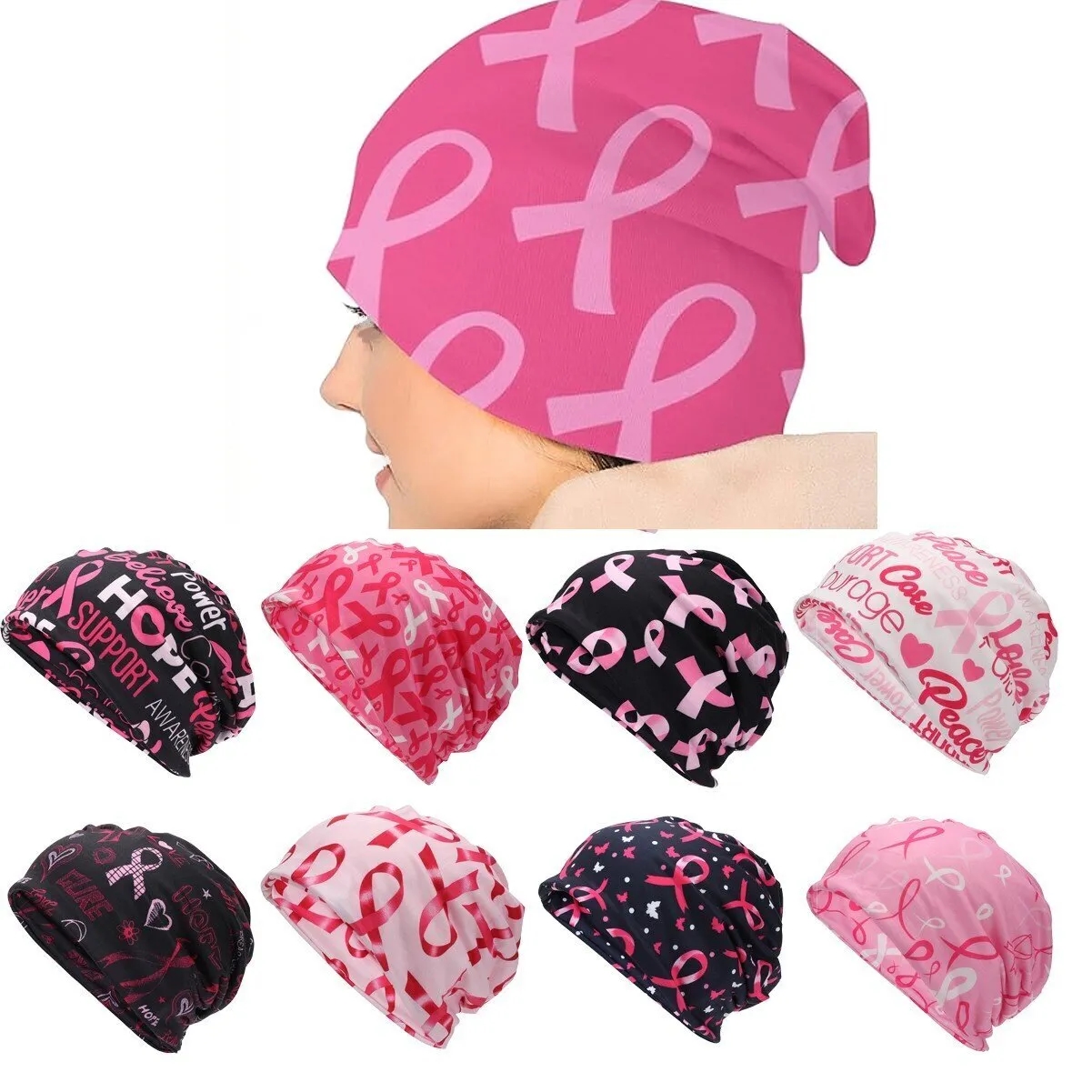 Breast Cancer Slouchy Beanie Hats 5