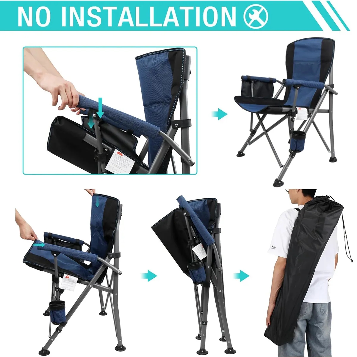 Folding Outdoor Camping Chair with carry Bag and Cup Holder 5