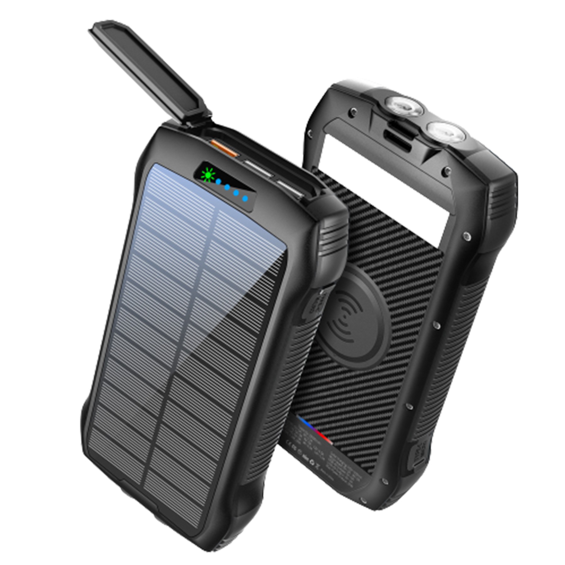 20000Mah Wireless Charging Solar Power Bank Flashlight 3