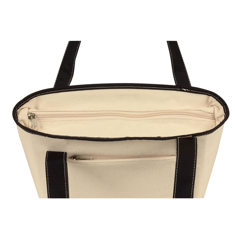 Small Cotton Canvas Zippered Boat Bag, custom tote bag with logo imprint 2