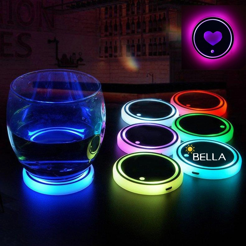 Car Led Coaster 7 Color Luminous Rgb Light Mat 1