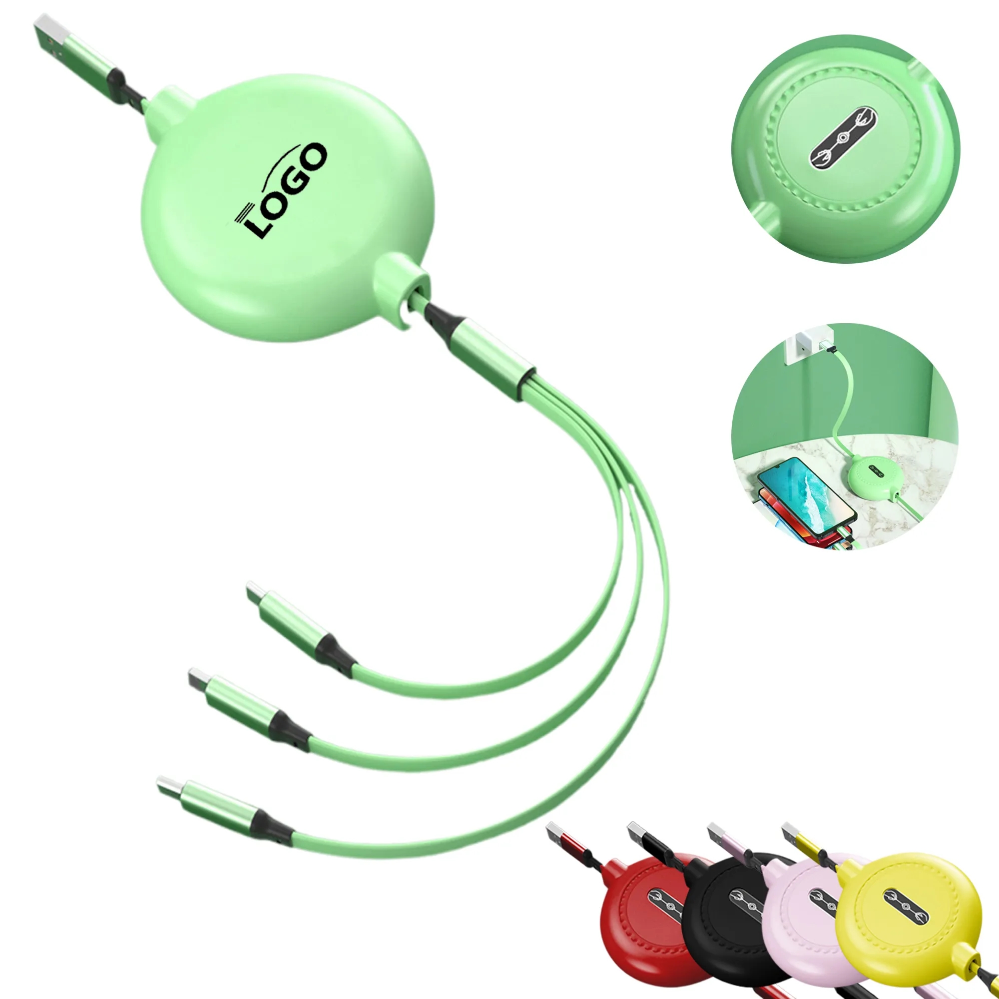 MOQ100 Retractable Portable 3 in 1 Charging Cable 8