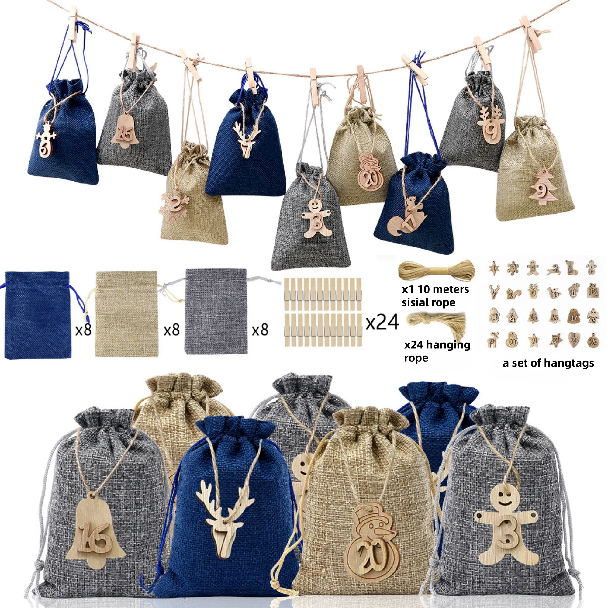 Burlap Drawstring Gift Bag Set