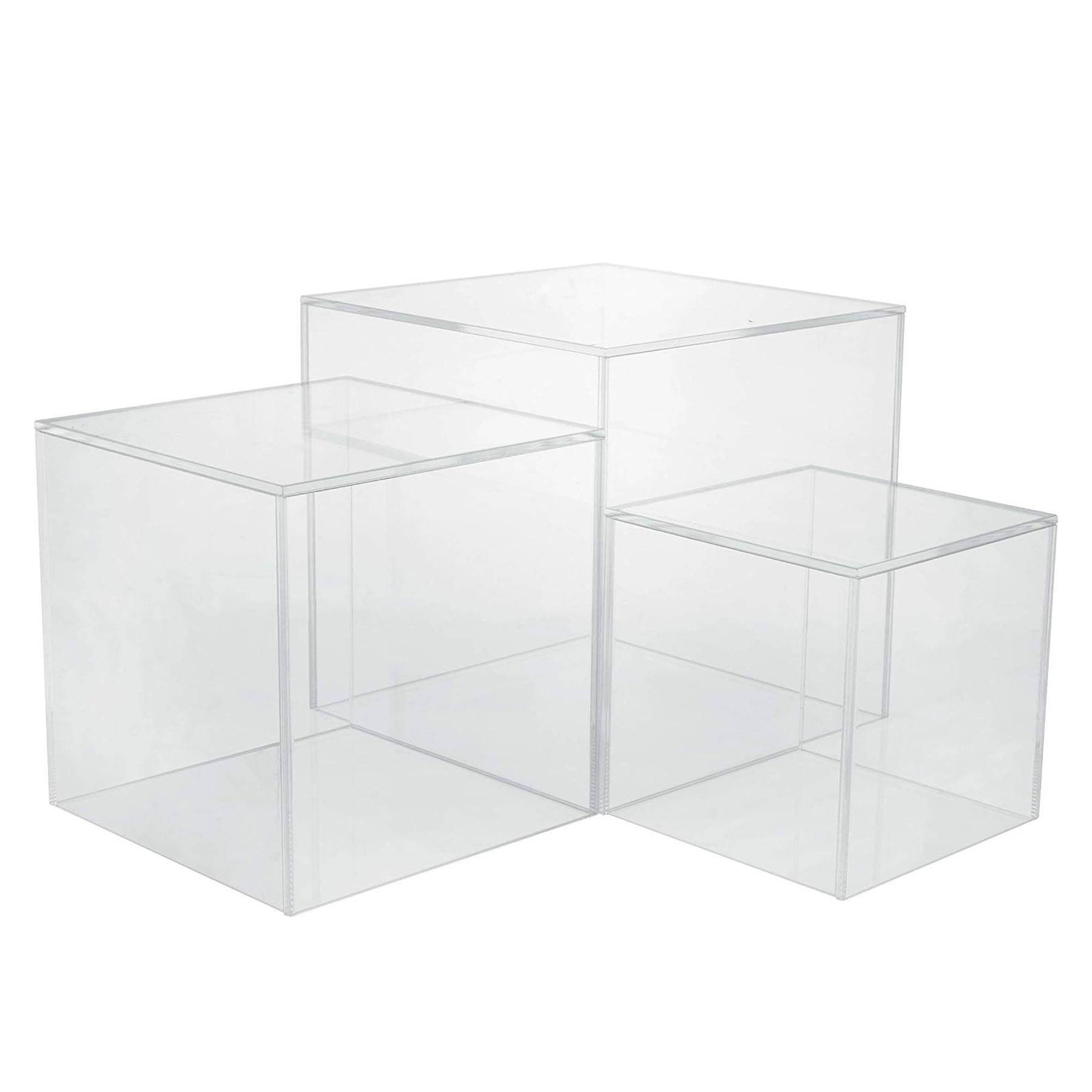 Set of 3 Crystal Clear Acrylic Cube Display 5
