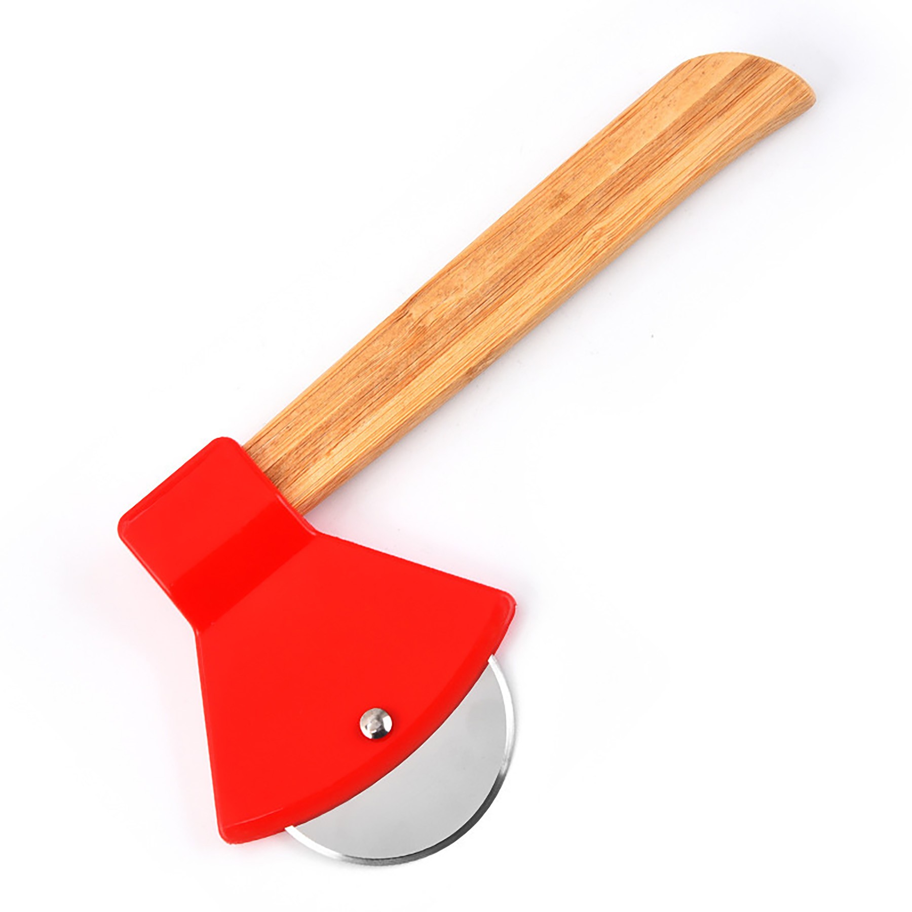 Stainless Steel Roller Wooden Handle Axe Pizza Cutter 2