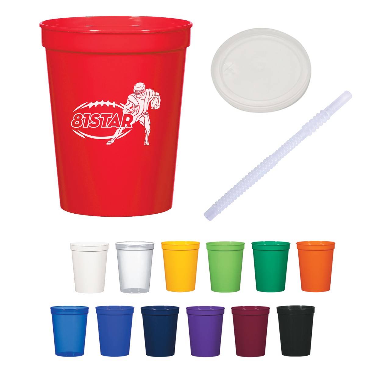 16 oz Stadium Cup W/ Lid & Straw 15
