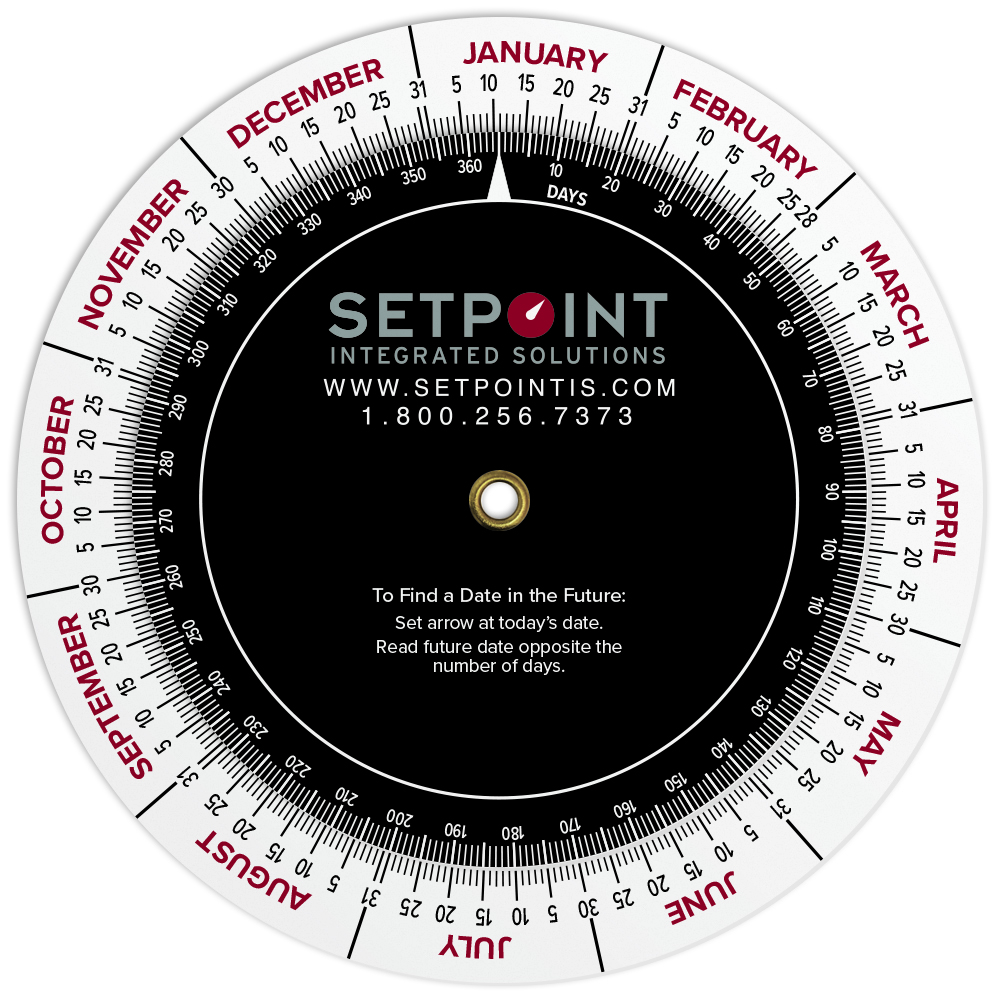 Court Reporter Scheduling Wheel Chart .020 White Plastic (4.25" dia.), Full Colour Imprint 1