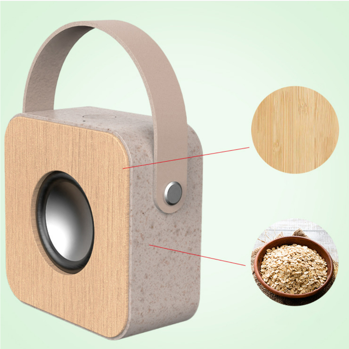 Portable Wooden Bluetooth Speaker with Carry Handle 5