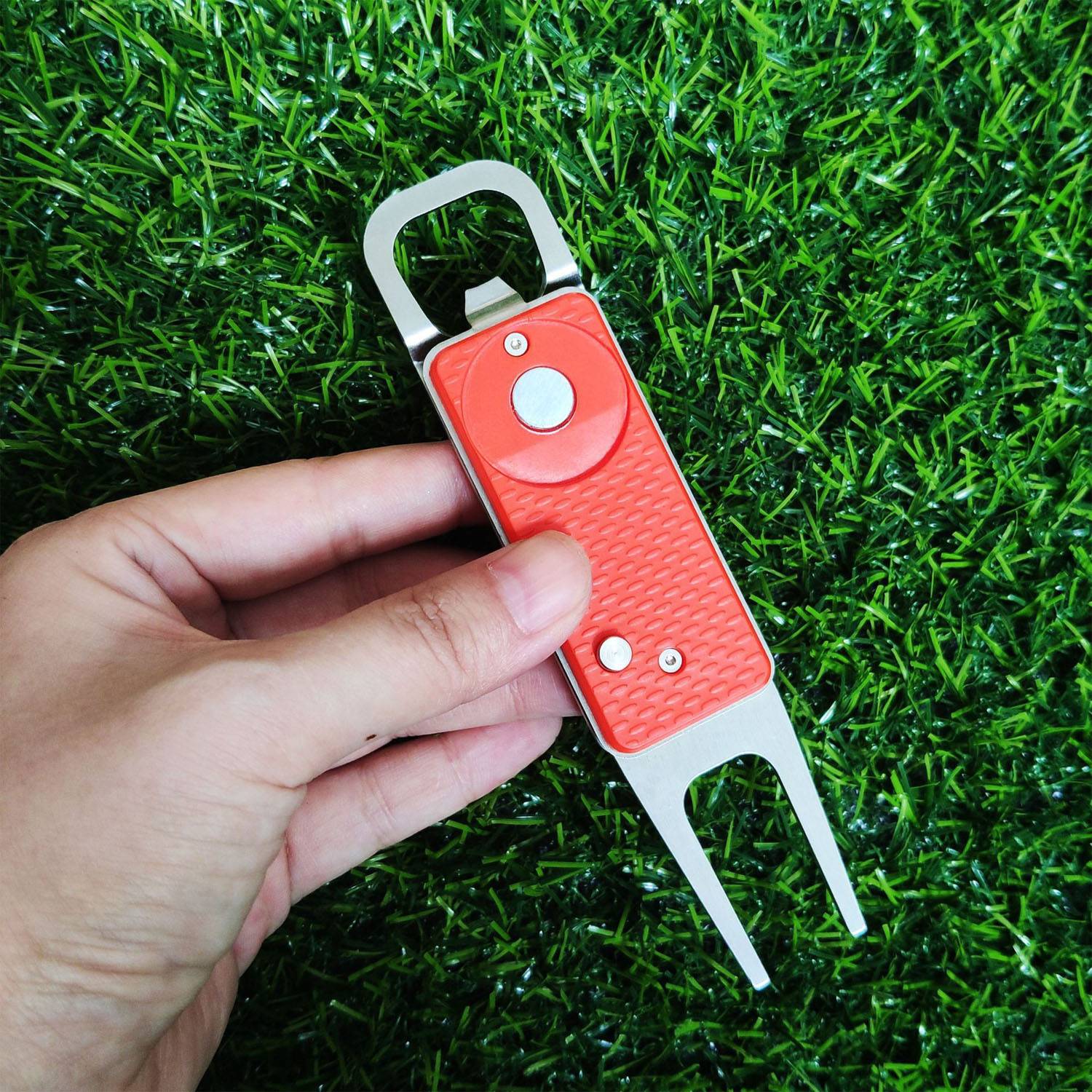 Ergonomic Zinc Alloy Golf Green Fork 3