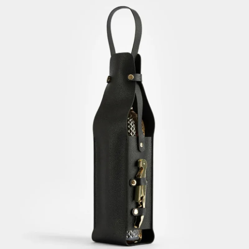 Single PU Leather Wine Bottle Carrier 6