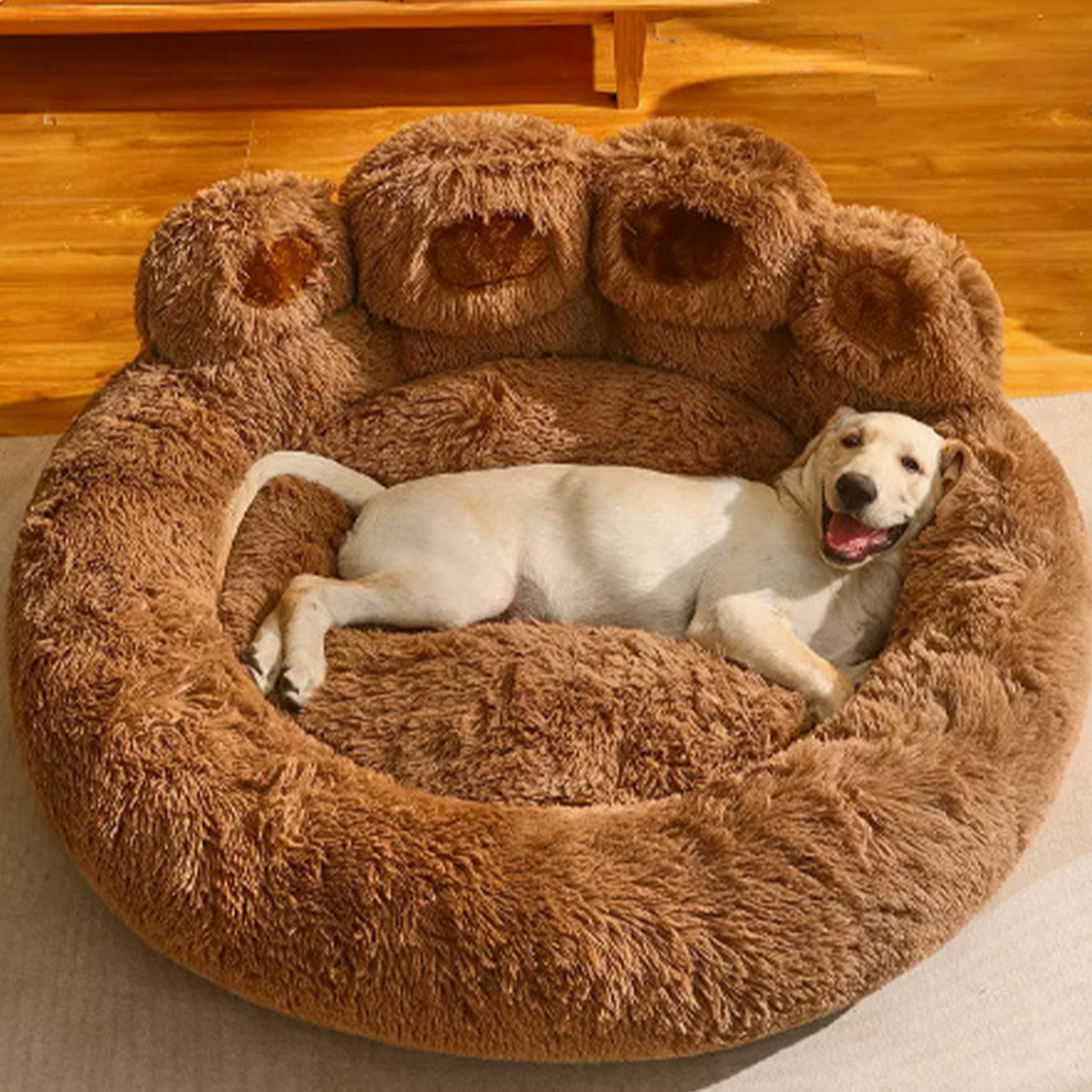 Paw Shape Long Plush Seasons Warm Cozy Pet Cat Dog Bed 2