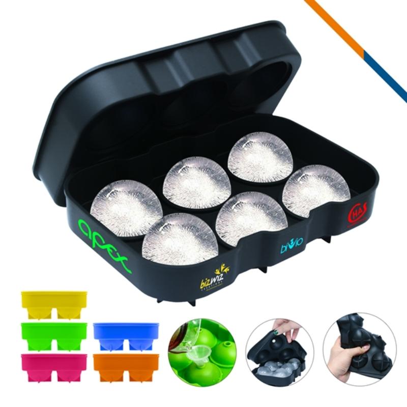 Silicone Ice Cube Trays Sphere Ice Ball Maker w/Lid 2