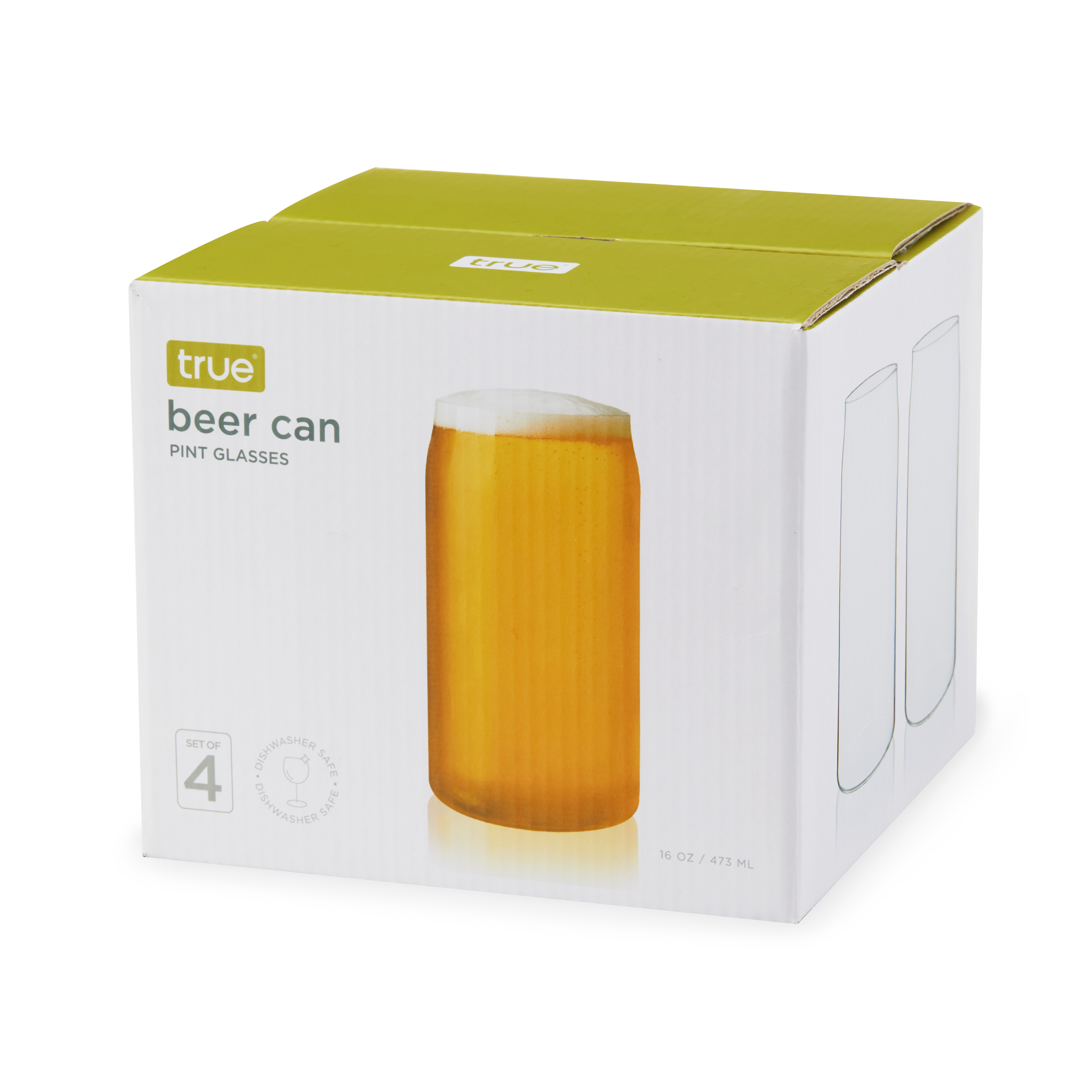True® Beer Can Pint Glass, set of 4 2